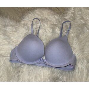 Victorias Secret Cotton Plunge Bra Lined Underwire Womens 34B Purple